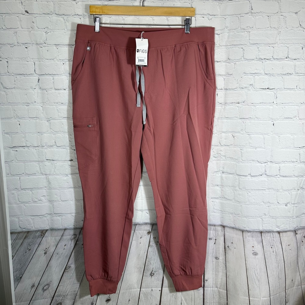 FIGS Zamora Jogger‎ Scrub Pants Womens 2XLR Mauve Rose Pink FIONx Cargo 1000208